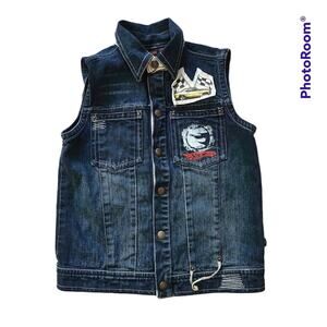 Mattel Hot Wheels Yellow Camaro Denim Jean Button Up Jacket Vest Size 7/8